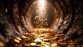 Endless Pit Filled with Falling Coins.. Economy Concept. Generated Image Royalty Free Stock Photo