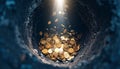 Endless Pit Filled with Falling Coins.. Economy Concept. Generated Image Royalty Free Stock Photo