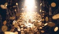 Endless Pit Filled with Falling Coins.. Economy Concept. Generated Image Royalty Free Stock Photo