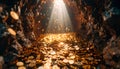 Endless Pit Filled with Falling Coins.. Economy Concept. Generated Image Royalty Free Stock Photo