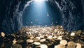 Endless Pit Filled with Falling Coins.. Economy Concept. Generated Image Royalty Free Stock Photo