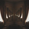 Endless reflection in the mirrors of a classic interior. Royalty Free Stock Photo
