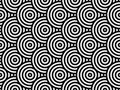 Black and white overlapping repeating circles background. Japanese style circles seamless pattern. Royalty Free Stock Photo