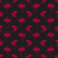 Seamless gothic pattern made up of red dragons and wyverns on the black background. Royalty Free Stock Photo