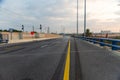 endless road, no people no cars. Copy Space Concept. A road with a yellow curb line. A lane with a continuous dividing