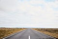 Endless roads in Iceland. The road to the horizon in Iceland. Typical Iceland landscape