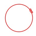 Endless round red thread rope with simple knot as symbol of support for doctors, nurses and other staff fighting against