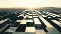 Endless Rows of Solar Panels with Reflections in Arid Landscape Royalty Free Stock Photo