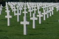 Long rows of white crosses at the Normandy American Cemetery and Memorial, Colleville-sur-Mer, Normandy, France Royalty Free Stock Photo