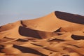 Endless Sands of the Sahara desert. Beautiful sunset over sand dunes of Sahara Desert Morocco Africa Royalty Free Stock Photo