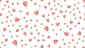 Endless seamless pattern of beautiful festive love joyful hearts with cupid arrow on a white background. Vector illustration