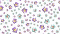 Endless seamless pattern of beautiful festive love joyful hearts in houses with keyhole on a white background. Vector illustration