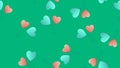 Endless seamless pattern of beautiful festive love joyful tender heart-shaped balloons on a green background. Vector illustration Royalty Free Stock Photo