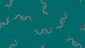 Endless seamless pattern of medical scientific medical objects spirals of dna molecules on a green background. Vector illustration