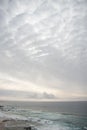 Endless sky full of clouds and flying birds looking for their prey in the depths of the ocean. The Portuguese coast. Wandering the