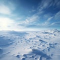 Endless Snow Desert Landscape, Vast Arctic Tundra and Icy Horizons