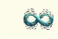 An endless stream of fish in the shape of an infinity symbol. Space for text. Royalty Free Stock Photo