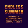 Endless summer vintage 3d vector alphabet set