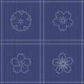 Endless texture. Japanese Embroidery Ornament with blooming sakura flowers. Royalty Free Stock Photo