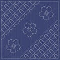 Endless texture. Japanese Embroidery Ornament with circles and blooming cherry flowers. Royalty Free Stock Photo