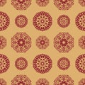 Endless texture with stylized patterned mandala in Indian style.