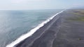 Endless volcanic black sand beach in Vik, Iceland