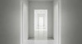 Modern Minimalist White Hallway with Bright Light at End Royalty Free Stock Photo