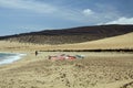 Endless wide tideland in the lagoon of Gorriones, Playa de Sotavento, Costa calma, Fuerteventura, Spain