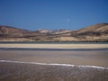 Endless wide tideland in the lagoon of Gorriones, Playa de Sotavento, Costa calma, Fuerteventura, Spain