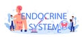 Endocrine system typographic header. Thyroid examination. Doctor examine