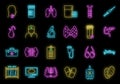 Endocrinologist doctor icons set vector neon