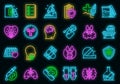 Endocrinologist icons set vector neon Royalty Free Stock Photo