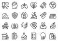Endocrinologist icons set, outline style