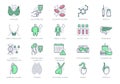 Endocrinology line icons. Vector illustration include icon - thyroid gland, insulin, syringe, adrenal, glucometer