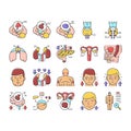 Endocrinology Medical Disease Icons Set Vector .