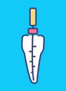 Endodontic file in tooth. Color icon. Root canal treatment concept. Measuring and cleaning the tooth canal. Instruments