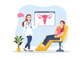 Endometriosis with Condition the Endometrium Grows Outside the Uterine Wall in Women for Treatment in Flat Cartoon Illustration