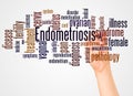 Endometriosis word cloud and hand with marker concept