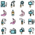 Endoscope icons set line color vector Royalty Free Stock Photo