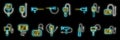 Endoscope icons set vector neon
