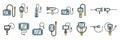 Endoscope icons set vector color line