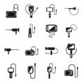 Endoscope icons set simple vector. Digestive gastric