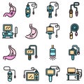 Endoscope icons set vector flat