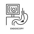 Endoscopy flat line icon. Vector illustration medical examination of the digestive system