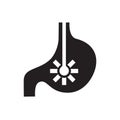 Endoscopy or gastroscopy process single black glyph icon. Vector isolated on white. Royalty Free Stock Photo