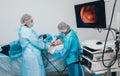 Endoscopy at the hospital. Doctor holding endoscope before gastroscopy Royalty Free Stock Photo