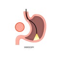 Endoscopy logo icon. Stomach gastroscopy cartoon gastritis medicine sign cancer egd system icon.