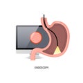 Endoscopy logo icon. Stomach gastroscopy cartoon gastritis medicine sign cancer egd system icon.