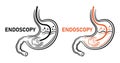 Endoscopy stomach, endoscope, gastroscopy digestive intestinal tract line icon