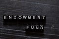 Endowment Fund on wooden cubes. On table background